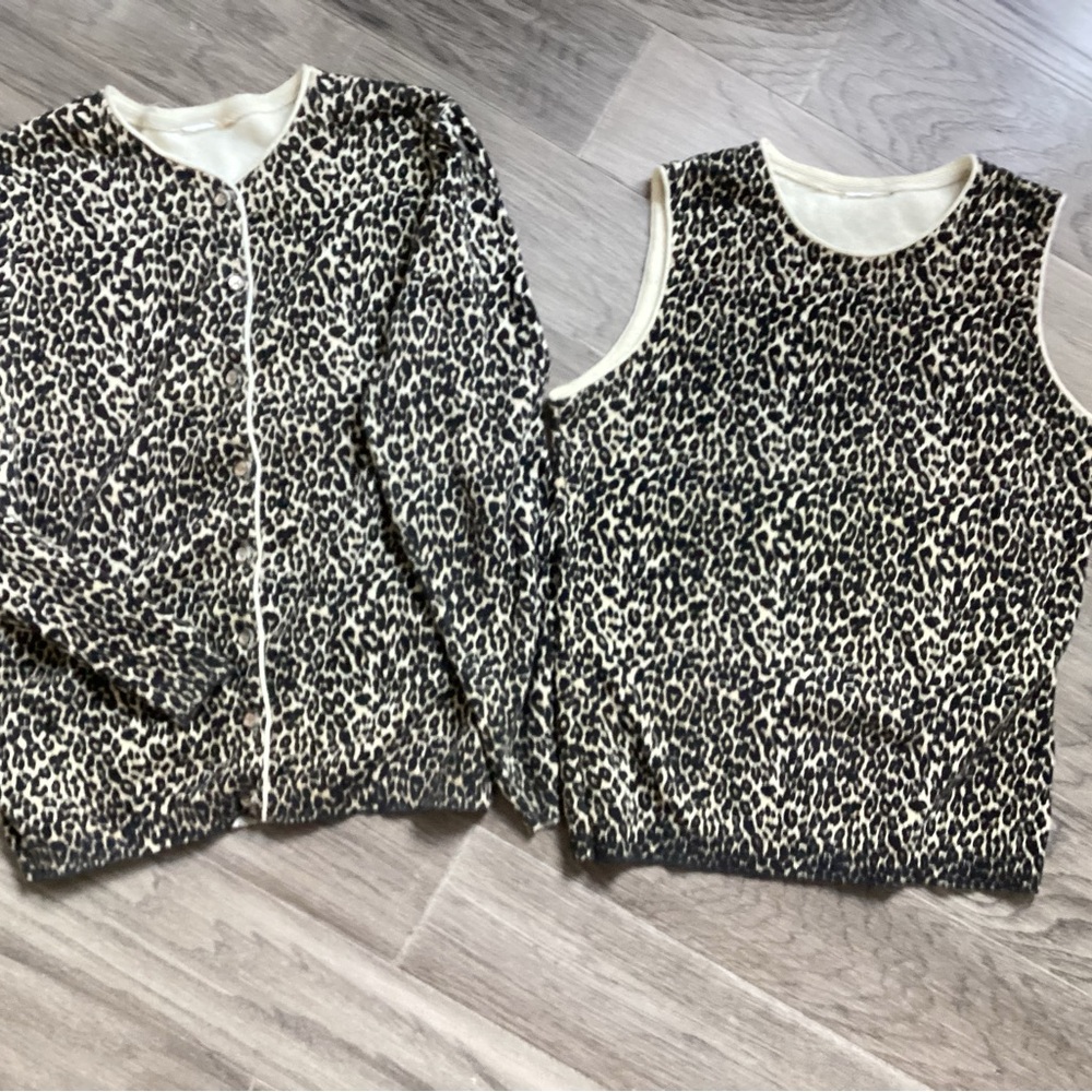 Sweater set cardigan with vest.